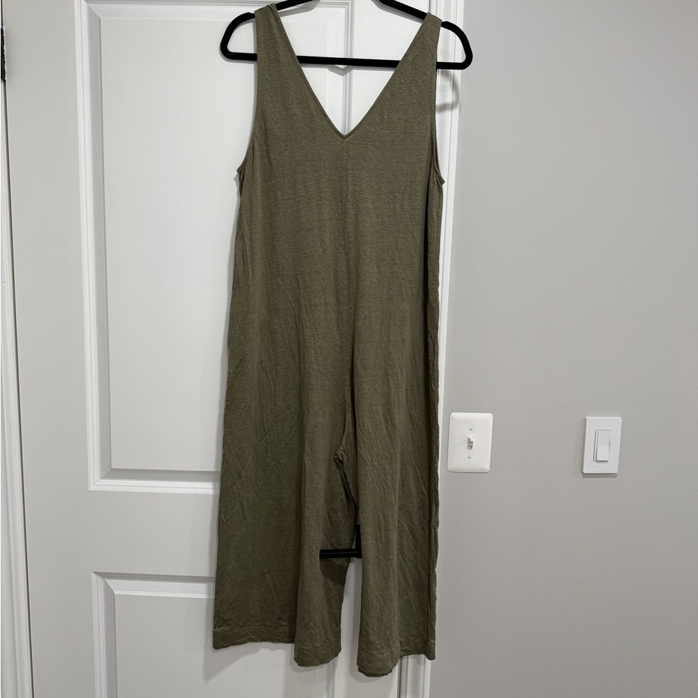 NakedCashmere Olive Green Sleeveless V-Neck Jumpsuit